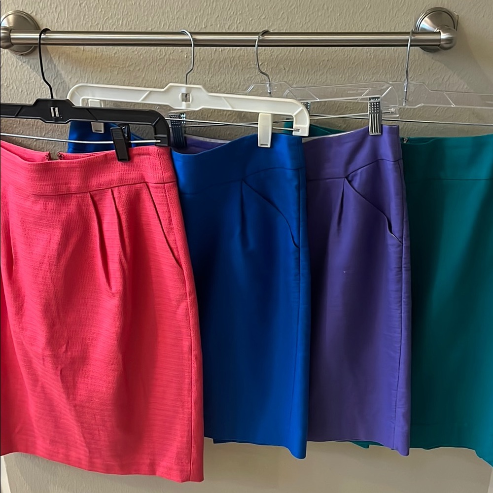J. Crew Purple Pencil Skirt Pleated Knee-Length